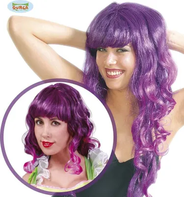 Produktbild von lila lange Locken Perücke für Damen