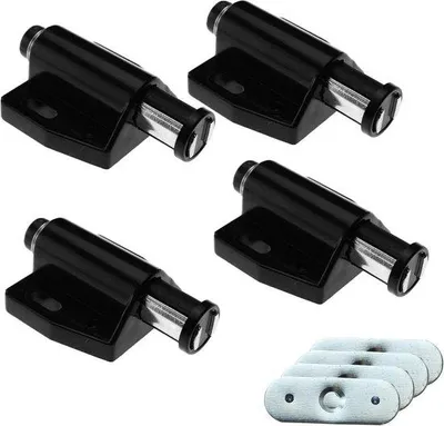 Image de Fermeture magnétique tactile pour tiroirs - Lot de 4 pièces, noir