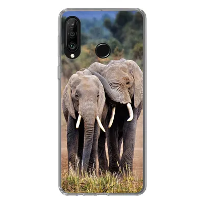 Produktbild von MuchoWow® Handyhülle Schutzhülle Hülle für Huawei P30 Lite Elefant - Tiere - Bäume - Natur Silikon Softcase Handy Hülle - Handyhülle
