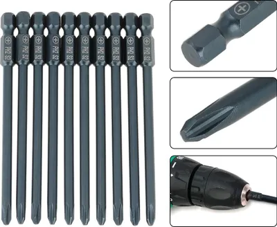Produktbild von 10pcs S2 Stahl Kreuzkopf PH2 Schraubendreher Bits Set 1/4inch Sechskantschaft 100mm