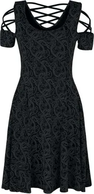 Produktbild von Black Premium by EMP Damen schwarzes Kleid mit Schnürung und keltischem Print 4XL