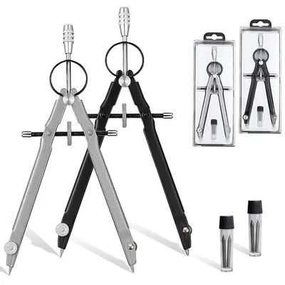 Image de TRANKIELO® - Coffret de 2 compas géométriques professionnels - Précision, acier inoxydable, idéal pour les mathématiques et le dessin