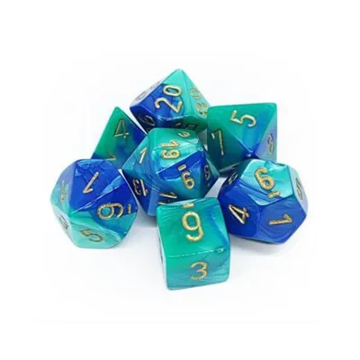 Produktbild von Chessex 7-Würfelset Gemini Blau-Türkis/Gold