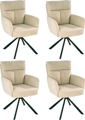 Produktbild von Polsterstühle - Beige - Schwarz - Cord - Metallgestell - drehbar - 4er Set