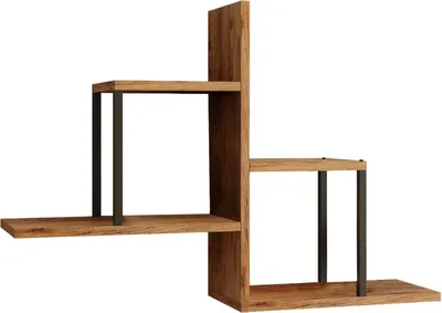 Immagine prodotto di Scaffale a muro Rebecca Mobili Tamre 62x89x22 Truciolare Ferro Marrone Grigio scuro Moderno