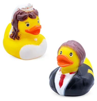 Produktbild von Brautpaar Quietscheente 2er Set für Hochzeitsgeschenk - 8 cm - Badeente Hochzeitspaar Braut und Bräutigam
