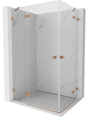 Obrázek produktu pro Mexen Lunar Duo sprchový kout s otevíravými dveřmi vlevo 100 x 70 cm, transparentní, kartáčovaná měď