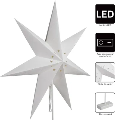 Image de CASARIA® Étoile en papier avec socle motif étoiles LED Étoile de Noël étoile pliante décoration à piles lanterne