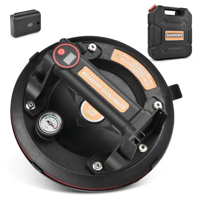 Produktbild von Elektrischer Saugheber inkl 1X Akku, Glasheber Vakuumheber mit Manometer Max. 300kg, 8'' Vakuum Saugnapf, Glassauger Saughalter für Glas, Marmor