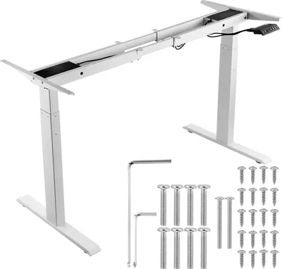 Obrázek produktu pro Rám stolu s dvojitým motorem, nastavitelná výška 70-117 cm a délka 110-178 cm, elektricky nastavitelný rám stolu, ergonomický podstavec pracovní stanice pro kutily (pouze bílý rám)