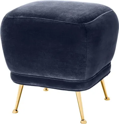 Produktbild von Casa Padrino Luxus Samt Hocker Mitternachtsblau / Messingfarben 47 x 47 x H. 47 cm - Luxus Möbel