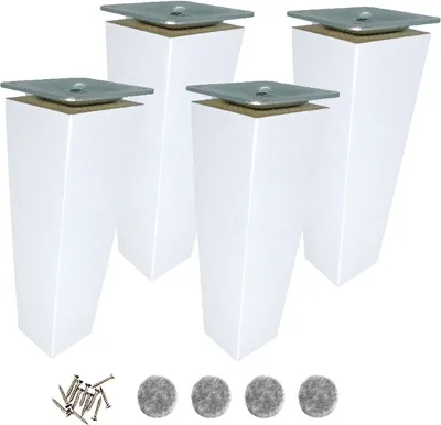 Produktbild von Möbelfuß Buche 15 cm weiß lackiert – Set 4x mit Montageset