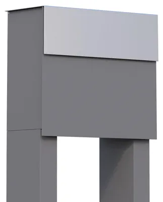 Produktbild von Standbriefkasten Molto in Grau Metallic mit Edelstahlklappe