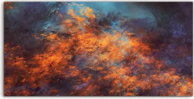 Produktbild von Coloray Spritzschutz aus Glas 120x60  Wandkunst Küchenrückwand Abstrakte blaue und orange Wolken