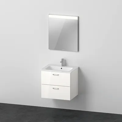 Image de Duravit Xbase, ensemble de meubles muraux, avec miroir LED, lavabo et meuble sous-lavabo, largeur 600 mm, XB007004545