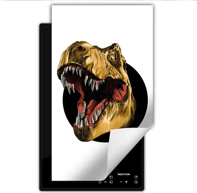 Produktbild von DarHaus Herdabdeckplatte 1 teilig 30x52 cm Anti Rutsch Matte Aufrollbar, Dinosaurier