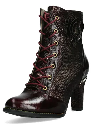 Produktbild von Laura Vita Damen Schnürstiefelette mit Blockabsatz Alcbaneo 170, Größe:39 EU, Farbe:Rot