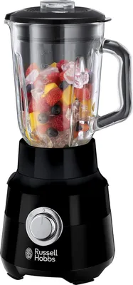 Produktbild von Russell Hobbs Standmixer [1,5l Glasbehälter] Matt Schwarz (starker 0.9PS Motor, Impuls-/Ice-Crush-Funktion, Edelstahlmesser, BPA-frei Mixer,