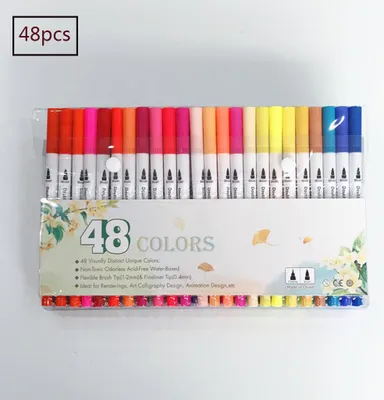 Produktbild von 48 Farben Acryl Paint Markers Wasserfeste Acrylstifte Marker Aquarellstift mit weicher Spitze
