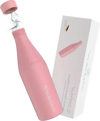 Immagine prodotto di Bottiglia premium in acciaio inox da 700 ml per SodaStream Crystal - lavabile in lavastoviglie e a prova di perdite - rosa