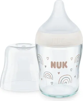 Produktbild von Perfect Match Glas-Babyflasche, mit weichem Silikon-Trinksauger, 120 ml, ab 0 Monate -frei, Anti-Colic, mit Temperature Control, wei