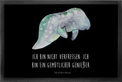 Produktbild von Mr. & Mrs. Panda fußmatte Seekuh Chillen 40 x 60 cm - Schwarz - Geschenk, Schmutzfangmatte, Zucker, Diät, Gummimatte, Süßigkeiten, Essen, Abnehmen, Schmutzmatte, Meer