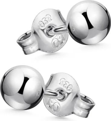 Produktbild von MATERIA Kugel Ohrstecker Damen Silber 925 - Runde Ohrringe Stecker rhodiniert in 3 4 5 6mm mit Schmuck Etui SO-434