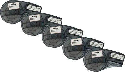 Produktbild von vhbw 5x Schriftband-Kassette Ersatz für Brady M21-750-7425 für Etiketten-Drucker 6,4m x 19,05mm Schwarz auf Weiß, Polypropylen
