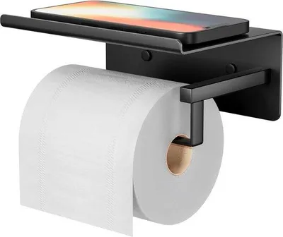 Zdjęcie produktu dla Samoprzylepny uchwyt na papier toaletowy z drewnianą płytką