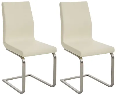 Produktbild von CLP 2er Set Esszimmerstühle Belfort mit robustem Edelstahlgestell creme