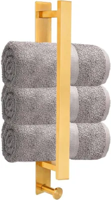 Productafbeelding van Handdoekenhouder zonder boren, zelfklevend, roestvrij staal, 40 cm, wandgemonteerd met handdoekhaak, badhanddoekenhouder, badkameraccess