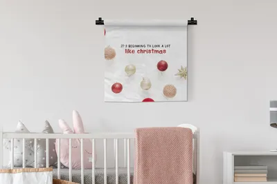 Produktbild von MuchoWow® Wandteppich Wandbehang Weihnachten - Zitat - Weihnachtskugeln 60x60 cm Tapisserie Dekoration Wandtuch - Dekorationen - Wand Decke