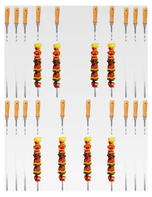 Produktbild von Grillspieße aus Edelstahl mit Holzgriff, 55 cm, 20 Stück