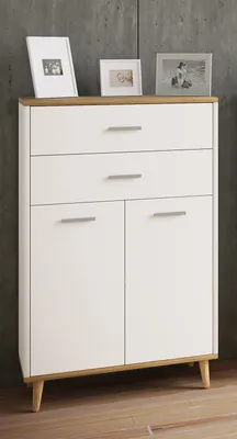 Produktbild von VCM Badmöbel Midischrank | Seitenschrank | Maße: H. 97 x B. 60 x T. 28 cm | 2 Schubladen | 2 Drehtüren | 2 Fächer - Landos