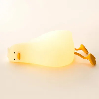Produktbild von Silikon Enten Nachtlicht für Kinder – dimmbare LED Nachtlampe mit Touch-Funktion, 30-MinutenTimer, USB-aufladbar, warmes Licht, Lampe & Handyhalterung
