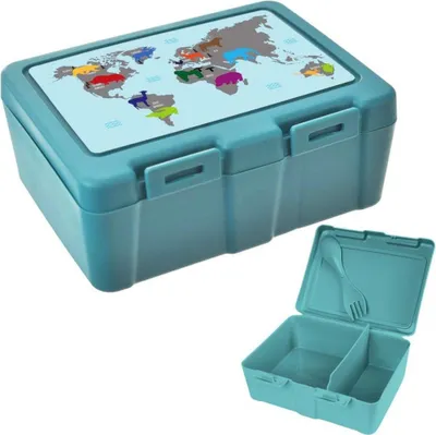 Obrázek produktu pro Orion | Lunchbox - Tyrkysový - 1 litr - S příbory - Dvě přihrádky - Box na snídani