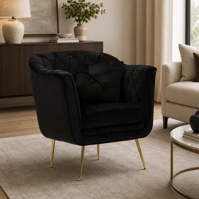 Immagine prodotto di Turtuk - Poltrona, 88x83x91h cm Nero, con Cuscino