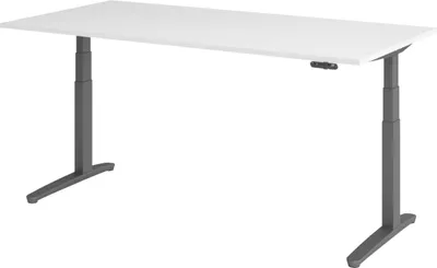 Produktbild von bümö Schreibtisch elektrisch XBHM - Nachbildung: Weiß, Gestell: Graphit, Größe:  200 x 100 cm