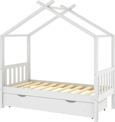 Produktbild von vidaXL Kinderbett mit Schublade Weiß Massivholz Kiefer 80x160 cm