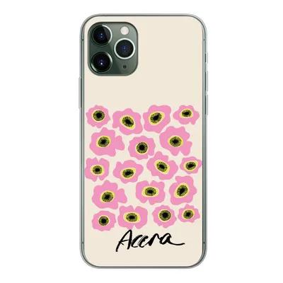 Produktbild von MuchoWow® Handyhülle Schutzhülle Hülle für iPhone 11 Pro Blumen - Rosa - Ghana Silikon Softcase Handy Hülle - Handy