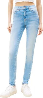 Immagine prodotto di Pantaloni jeans da donna Tommy Jeans, modello Nora, skinny fit, vita media, colore blu (denim chiaro), taglia 34W/28L