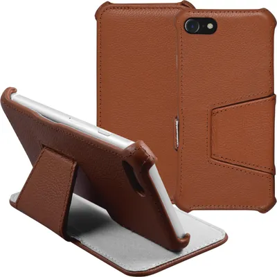 Produktbild von PhoneNatic Echt-Lederhülle kompatibel mit Apple iPhone 7 / 8 / SE 2020 - Leder-Case braun + Glasfolie