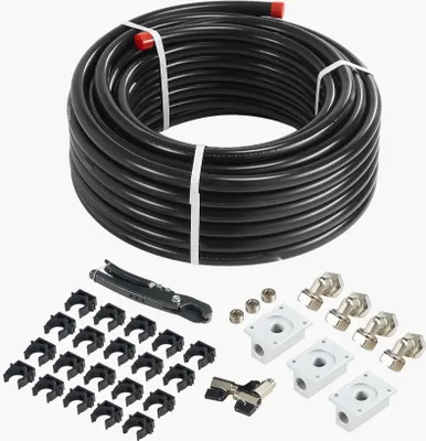 Image de Kit de tuyau d'air comprimé 30,48m x 19,05mm - Système de conduite d'air HDPE/aluminium - Noir - Tuyau flexible haute performance pour ateliers et garages