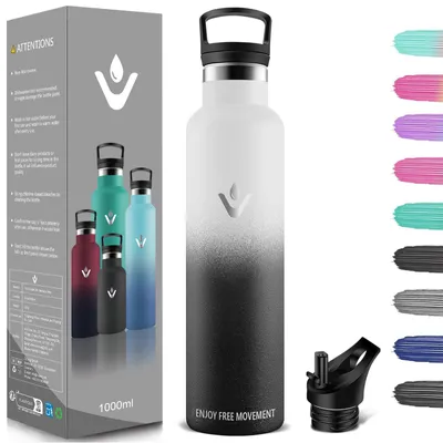 Isolierflasche 1 L, Edelstahl 18/8, BPA-frei, doppelwandig
