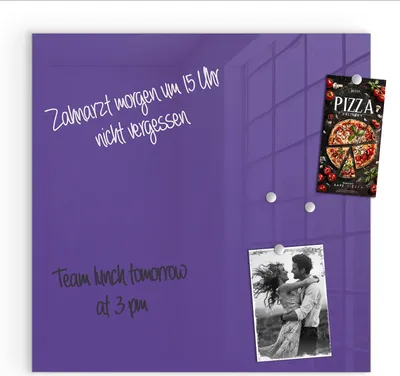 Produktbild von Magnettafel 50x50cm Pinnwand Whiteboard beschreibbar - Lila Hintergrund I