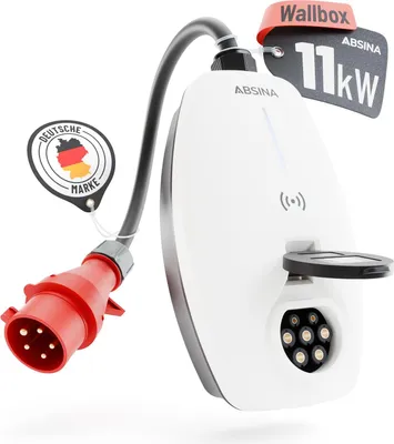 Produktbild von ABSINA Mobile Wallbox 11kW 16A mit App Steuerung - Wallbox mit CEE Stecker, RFID & einstellbarer Ladeleistung