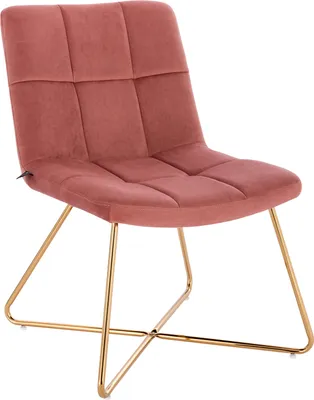 Image de SVITA LYNN Fauteuil lounge Fauteuil cocktail Fauteuil club Fauteuil rembourré sans accoudoirs Pieds dorés Garniture velours vieux rose
