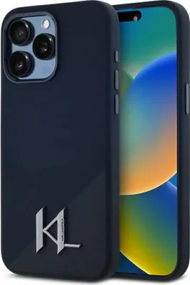 Produktbild von KARL LAGERFELD case passend für IPHONE 15 Pro kompatibel mit MagSafe KLHMP15LSCMKMPCK (Silicone Initial Metal Logo) black