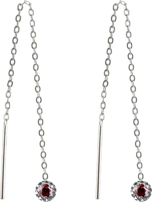 Produktbild von Durchzieher 925 Sterling Silber mit Zirkonia in verschiedenen Farben und Größen Größe - 4 mm Farbe - Rot