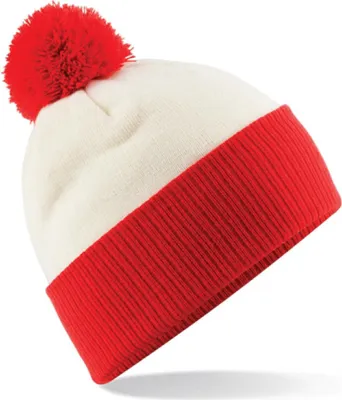 A close-up studio shot of a beanie hat.
